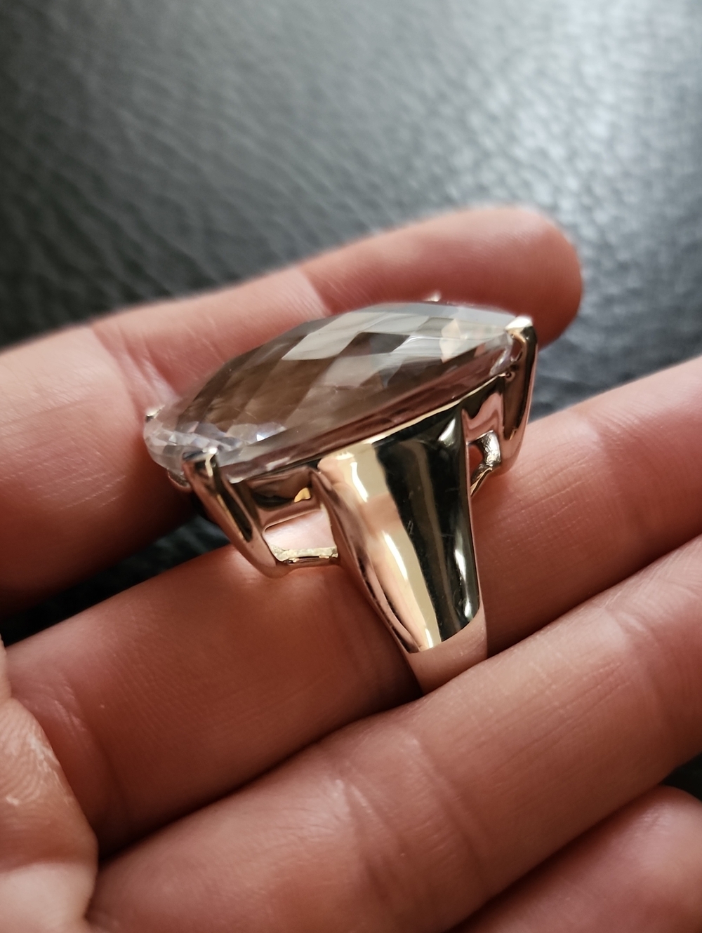 Sterling Silver Clear Quartz Cocktail Ring - Size 10 - Picture 7 of 12